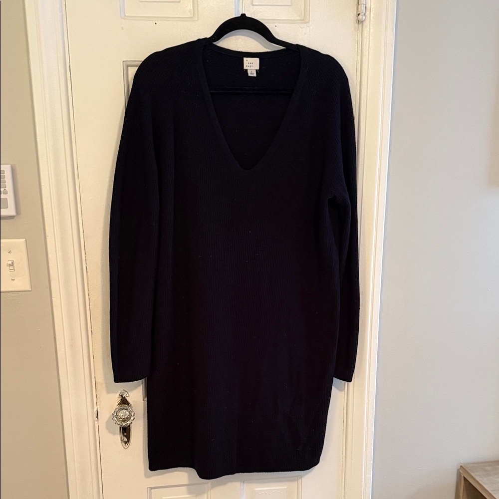 Black V-Neck Sweater Dress